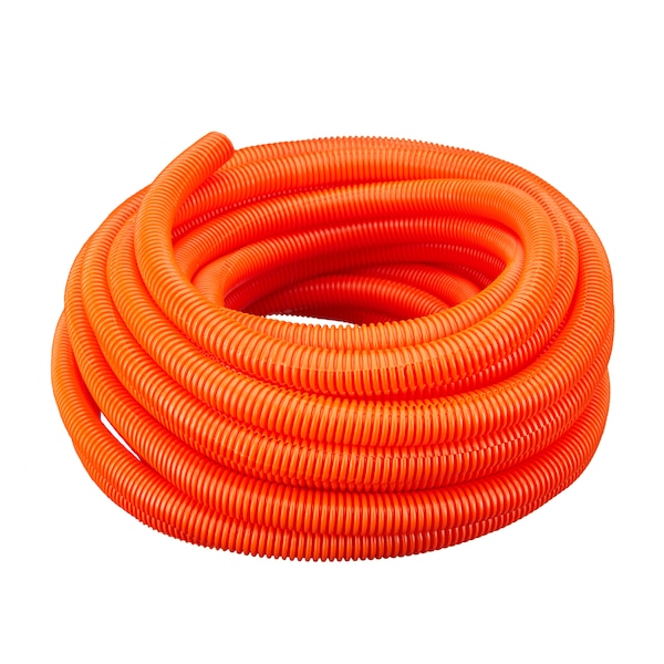 1.5"x100Ft Flexible Corrugated Orange LDPE Split Tubing Wire Loom
